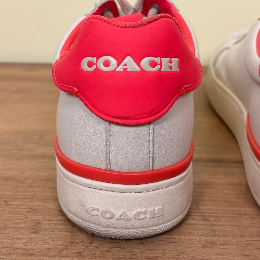 COACH G5040 Lowline Low Top Sneaker Womens Size 9 White Hot Pink‎ Leather Casual - Picture 12 of 13